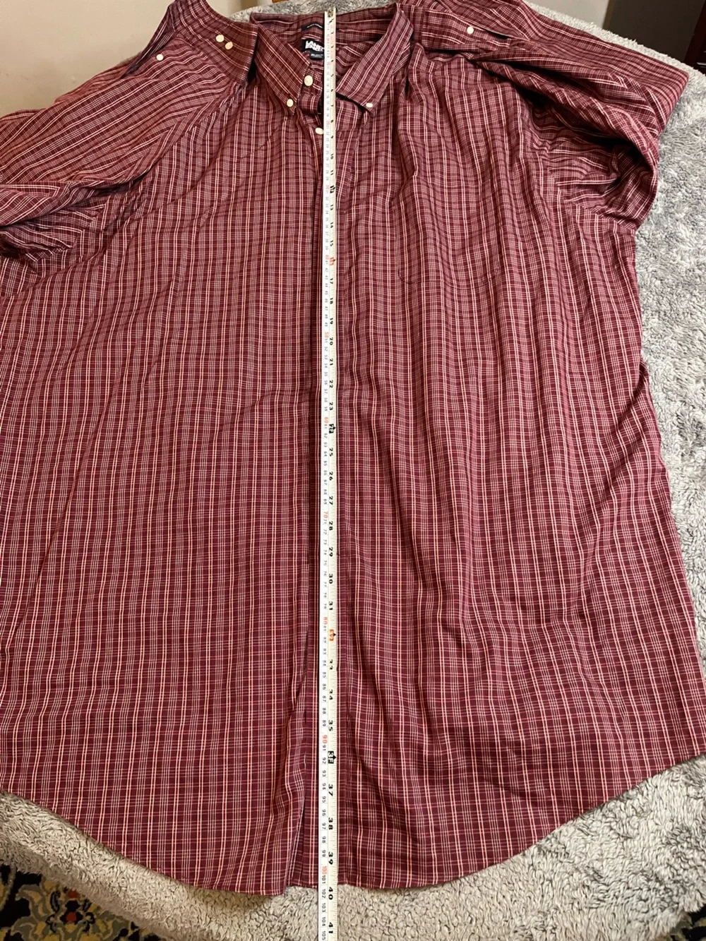 Big and Tall Lands' End Men's Burgundy Plaid Button-Down Shirt